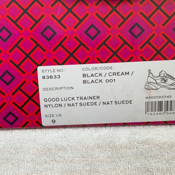 NEW TORY BURCH Black and Beige Women’s Shoes Good Luck Trainer Sneakers Size 9 - Picture 6 of 6